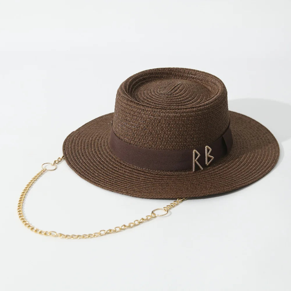 Elegant Ribbon Straw Sun Hat – Women's Beach & Party Hat