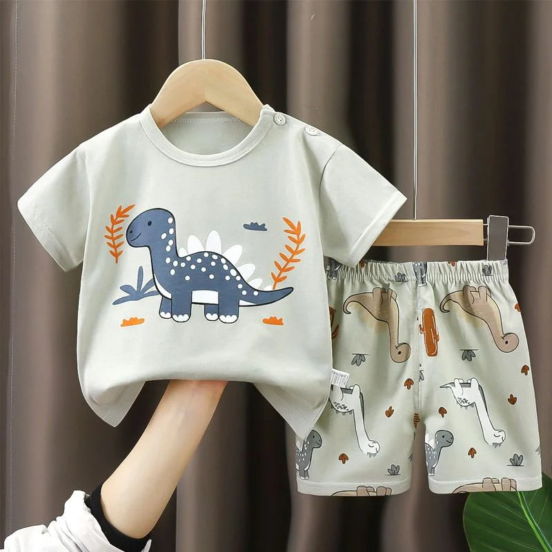 Kids 2-Piece Cotton T-Shirt & Shorts Set | Unisex Summer Outfit | 9M–7T | 3 Colours
