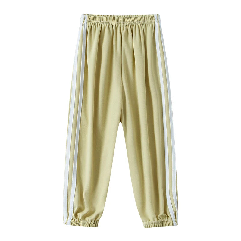 Kids Summer Elastic Waist Pants | 1 or 3-Piece Solid Colour Sports & Mosquito Pants for Boys & Girls