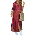 Women's Printed Long Shirt Dress – Loose Lapel Single-Breasted Casual | XS–XXXL