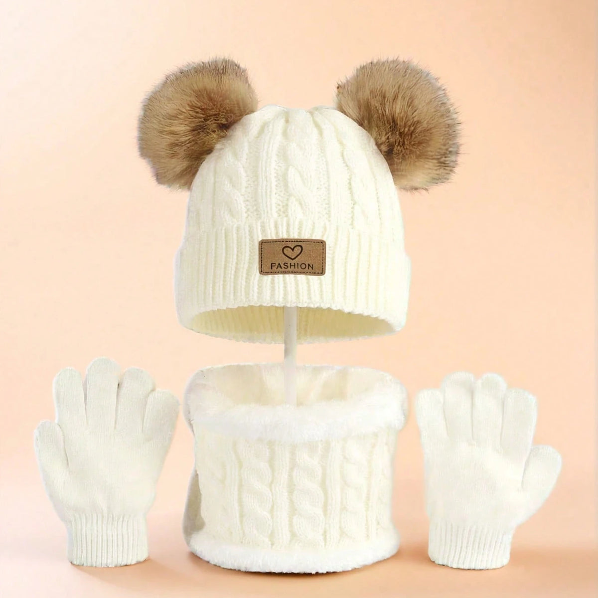 3-Piece Kids Winter Hat, Neck Warmer & Gloves Set | Cute & Warm for Boys and Girls Ages 2–12