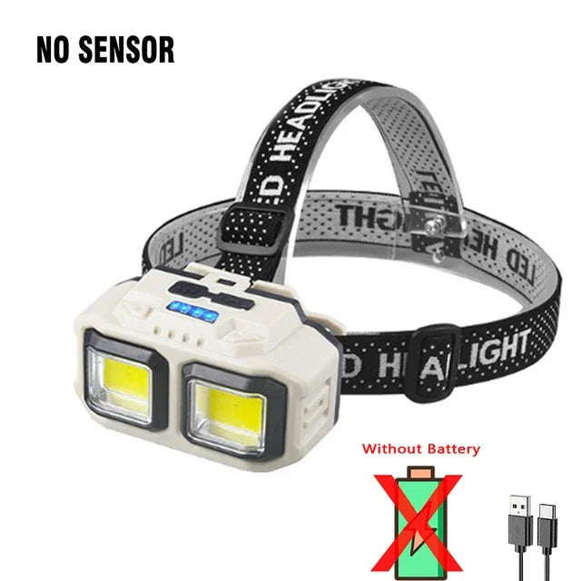 LED Induction Headlamp — 4 Modes, Gesture Sensor, Type-C Rechargeable | Camping, Fishing & Hiking