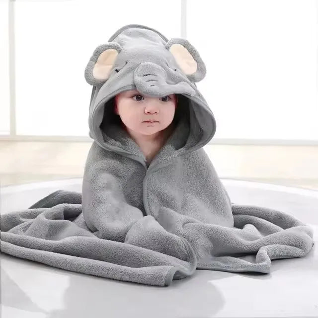 Cartoon Baby Hooded Bath Towel – Soft Newborn Swaddle Wrap & Bathrobe