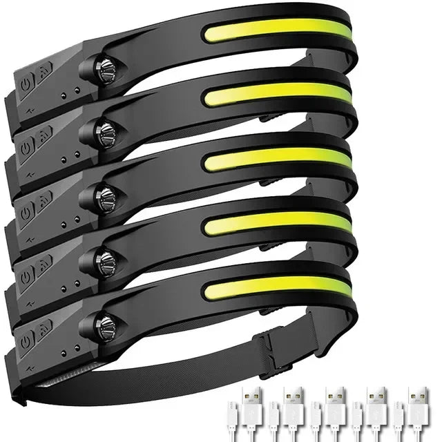 LED Induction Headlamp — 230° Wide Beam, 6 Modes, Motion Sensor | USB Rechargeable, Waterproof