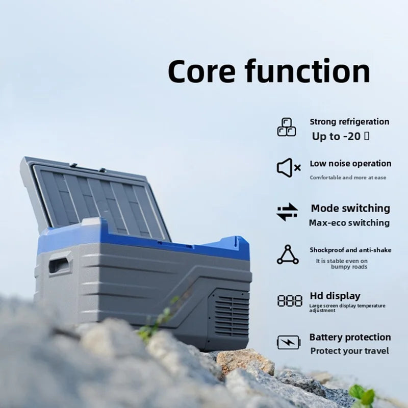 15L Portable Car Freezer | 12V/24V/220V Quiet Compressor Fridge (-20°C to 20°C)