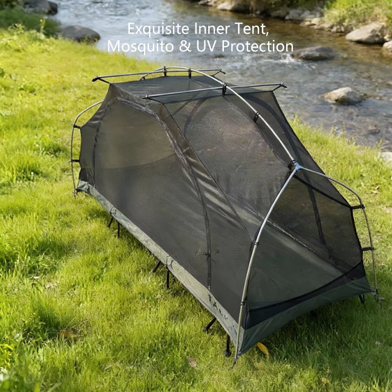 Single Person Camping Cot Tent with Mosquito Net – Detachable Inner & Outer Tent