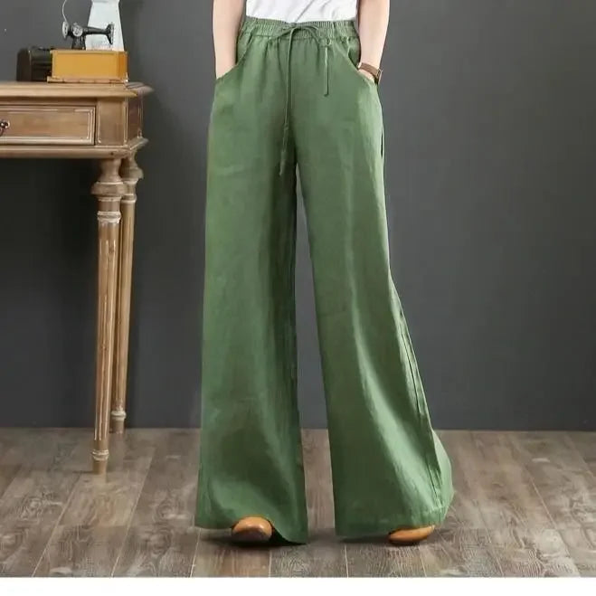 Women's Linen Baggy High Waist Trousers – Loose Elegant Slacks | S–3XL