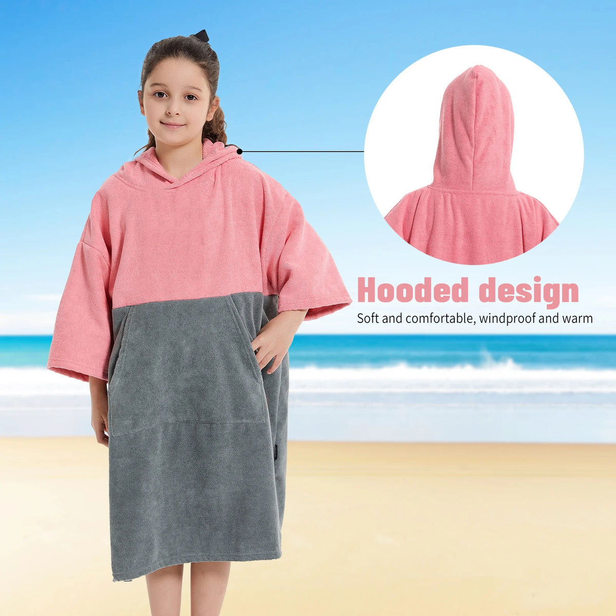Kids Changing Towel Robe – Quick-Dry Microfibre Surf Poncho for Beach & Pool