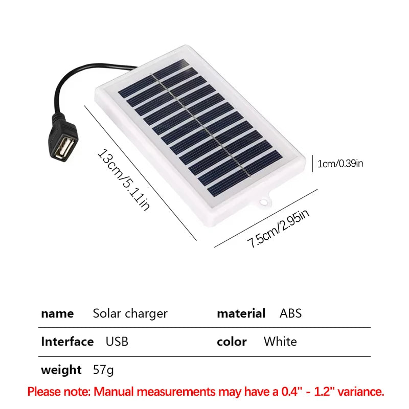 Portable Solar Charger with USB Output – Compact Solar Panel for Camping, Travel, Flashlights & Fans
