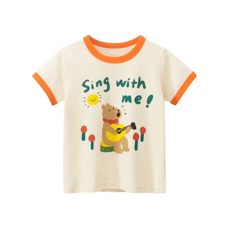 Girls Printed T-Shirt | Short Sleeve Summer Top | Ages 2–8 | Cotton