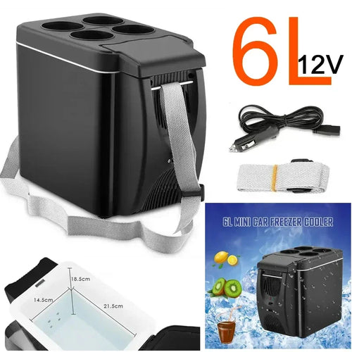 6L Mini Car Fridge Cooler & Warmer | 12V Portable Electric Icebox for Travel & Camping