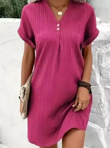 Women's V-Neck T-Shirt Sundress – Loose Short Sleeve Beach Dress | S–XXXL
