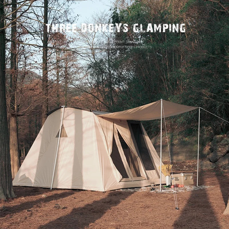 Cotton Retro Arched Glamping Tent – 3x3m Four-Season Cabin Tent