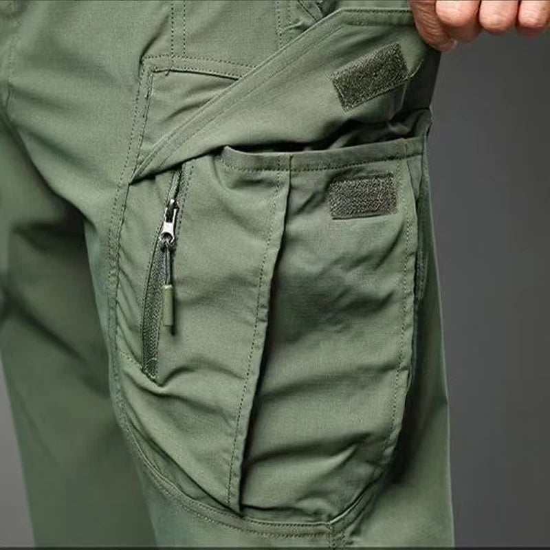 Men's Tactical Softshell Cargo Trousers — Elastic Waist, Multi-Pocket | Hiking, Camping & Military Style Pants