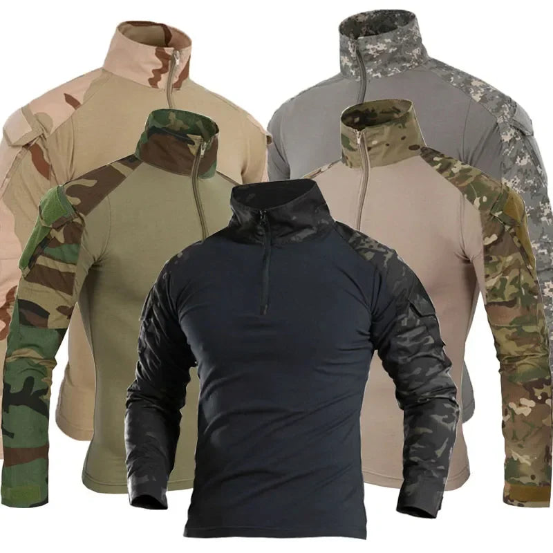 Men's Tactical Military Long Sleeve Hiking T-Shirt — Moisture-Wicking, CP Camo Style | Hunting, Climbing & Outdoor