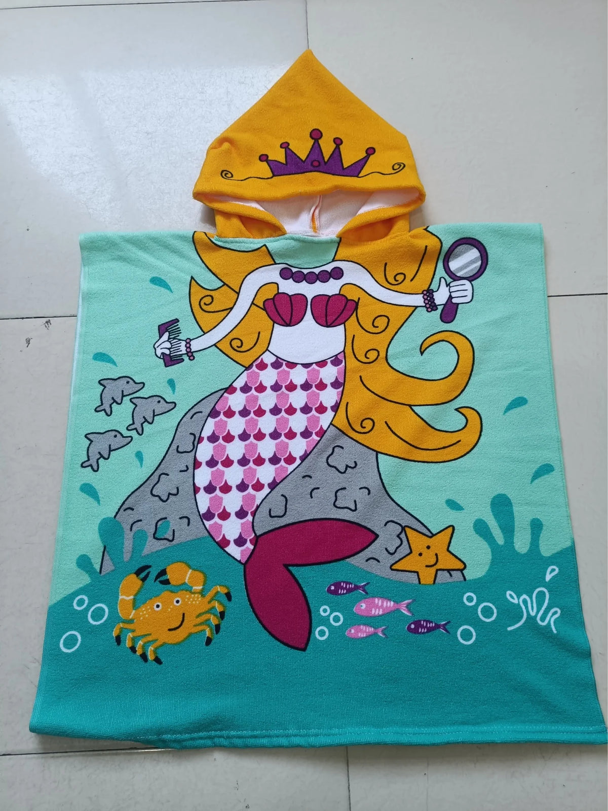 Kids Hooded Beach Towel Poncho – Microfibre Swim Cover for Girls 2–6 Years