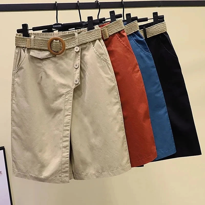 Women's High Waist Wide Leg Culotte Shorts – Korean Fashion Casual Shorts | M–XXXL